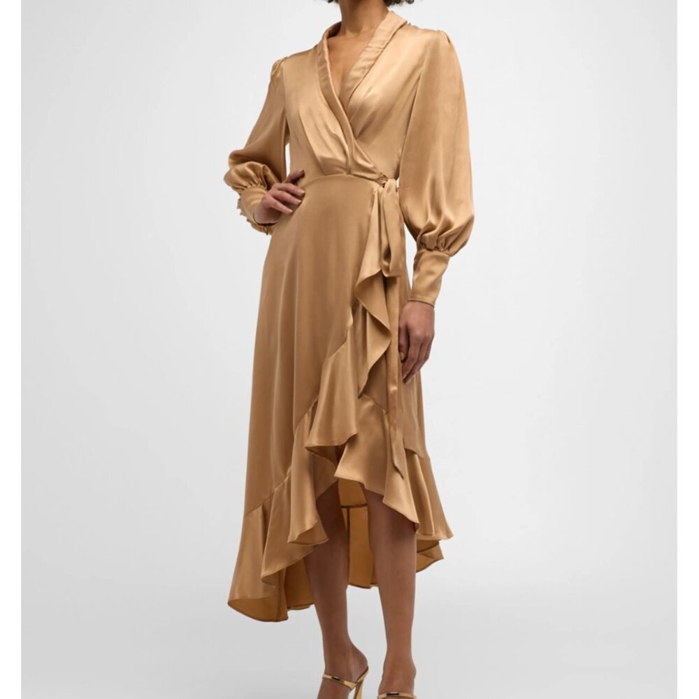 Silk Wrap Midi Dress